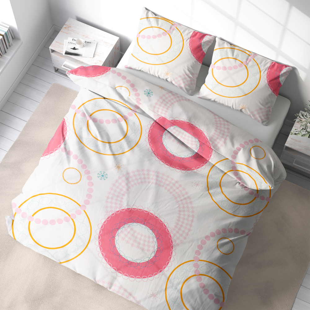 Premium satin bettwäsche set "Circles". Bettwäsche aus Satin, 135/140x200 cm, 150x200 cm, 155/160x200 cm