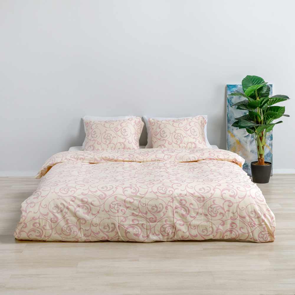 Premium satin bettwäsche set "Pink curls“. Bettwäsche aus Satin, 155/160x200 cm, 200x200 cm, 200x220 cm