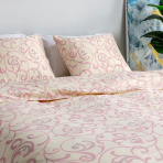 Premium satin bettwäsche set "Pink curls“. Bettwäsche aus Satin, 155/160x200 cm, 200x200 cm, 200x220 cm