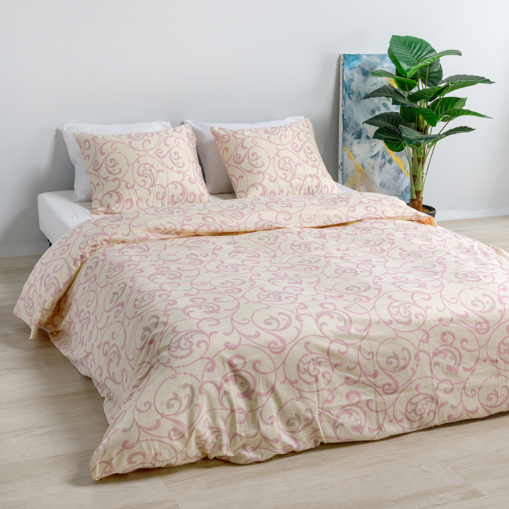 Premium satin bettwäsche set "Pink curls“. Bettwäsche aus Satin, 155/160x200 cm, 200x200 cm, 200x220 cm