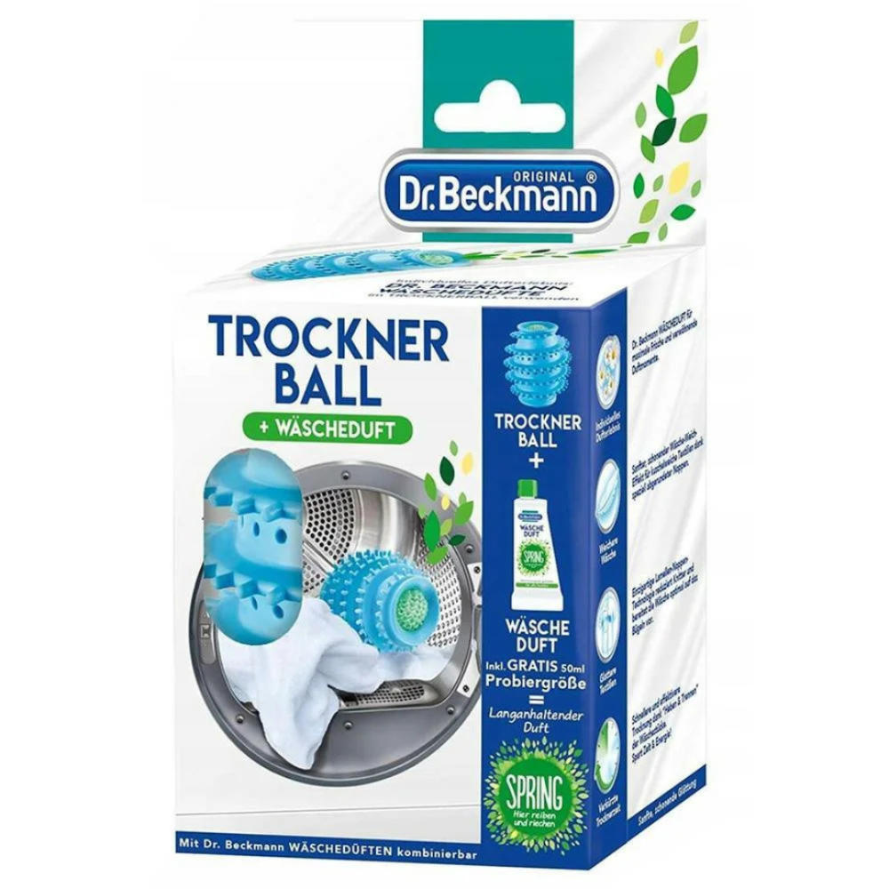 Trocknerbälle + Weichspüler "Dryer balls Dr. Beckmann". Reinigungsmittel. Wiederverwendbare trocknerbälle lockern die wäsche sanft auf, verringern die statische aufladung und verkürzen die trocknungszeit, wodurch die wäsche effizienter wird.