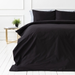 Bettwäsche set "Black Ranforce". Bettwäsche Baumwolle, 135/140x200 cm, 200x200 cm, 200x220 cm. Elegantes schwarzes bettwäscheset, perfekt für eine schicke und zeitlose schlafzimmeratmosphäre.