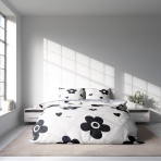 Bettwäsche set "Black Flowers". Bettwäsche 140x200, 135/140x200 cm, 150x200 cm, 155/160x200 cm, 180x200 cm, 200x200 cm, 200x220 cm