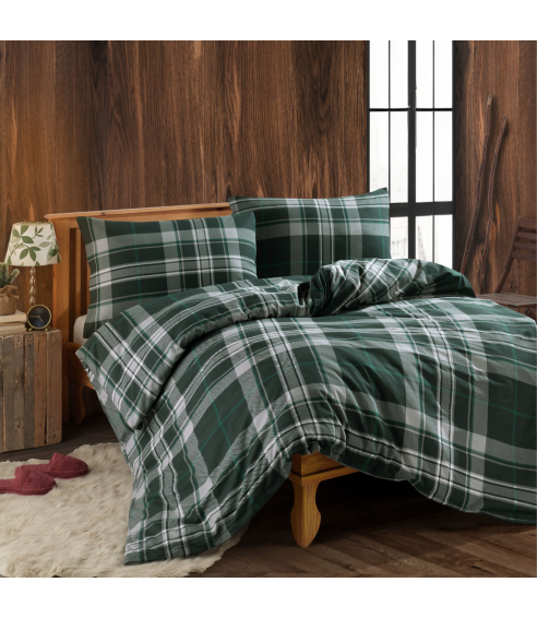 Bettwäsche set "Plaid Green Flannel". Bettwäsche Baumwolle