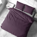 Premium satin bettwäsche set "Plum glow". Bettwäsche aus Satin, 135/140x200 cm, 200x200 cm, 200x220 cm, 220x240 cm. Luxuriöses dunkelviolettes bettwäsche-set, das einen komfortablen schlaf und eine stilvolle schlafzimmereinrichtung bietet.